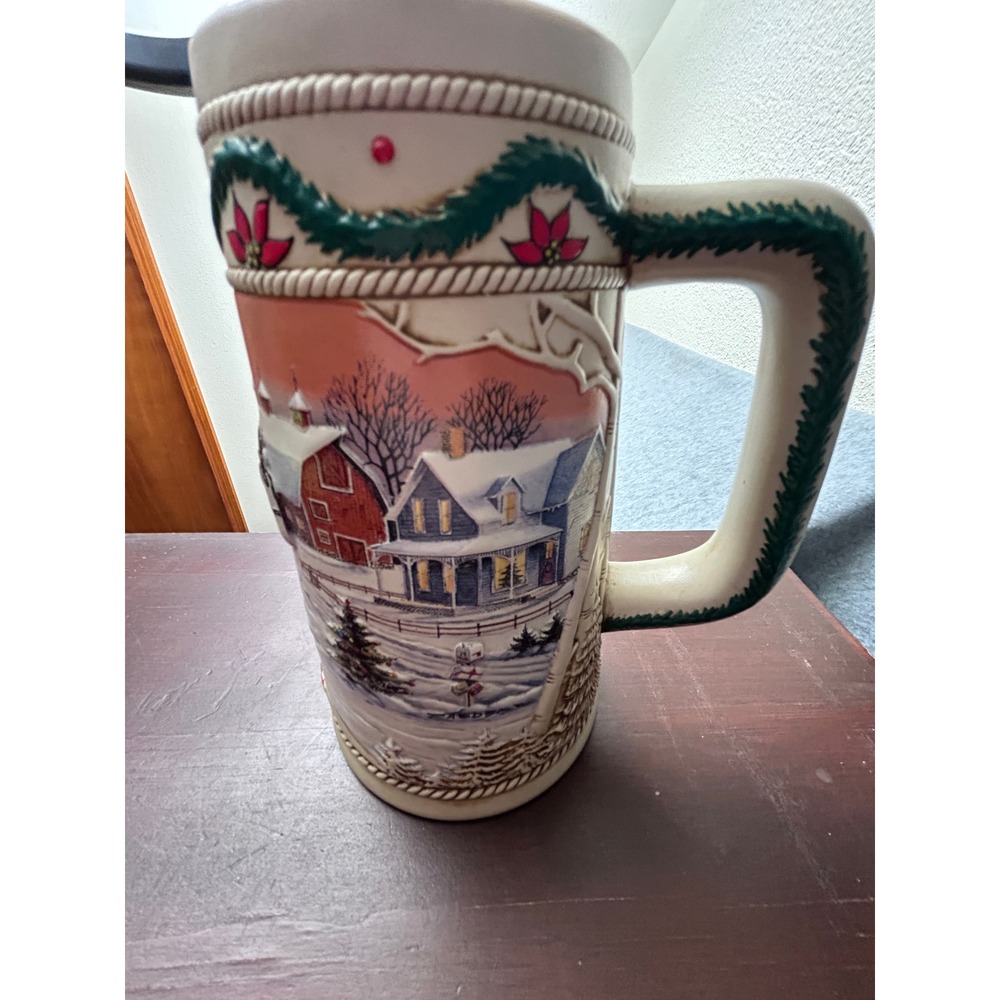 Budweiser 1996 Holiday Stein American Homestead Clydesdales Ceramarte Brazil